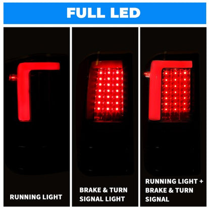 Solid Spare Black Fits 2004-2015 Titan LED Tube Tail Lights Brake Lamps Left+Right 04-15