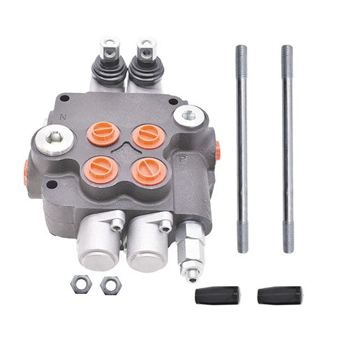 Solid Spare 2 Spool 21 GPM 3600 PSI Hydraulic Control Valve Double Acting SAE Ports NEW