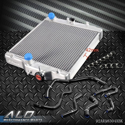 Solid Spare Fit For 92-00 Civic B16 B18 Type R 2Row 42mm Aluminum Radiator + Silicone Hose