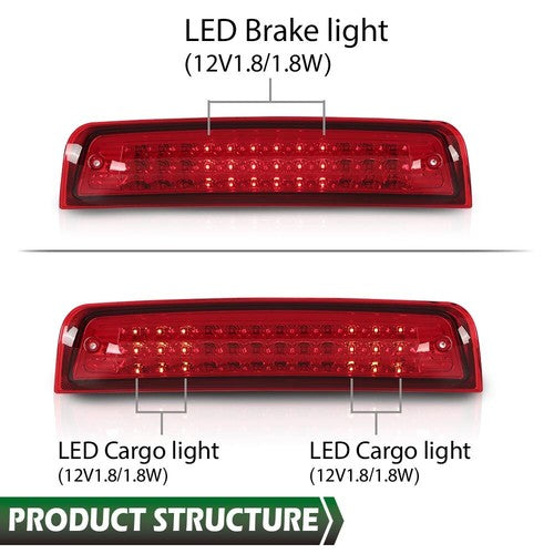 Solid Spare Fit For 09-2017 Dodge Ram 1500 2500 3500 LED 3rd Brake Tail Light Cargo Lamp Red