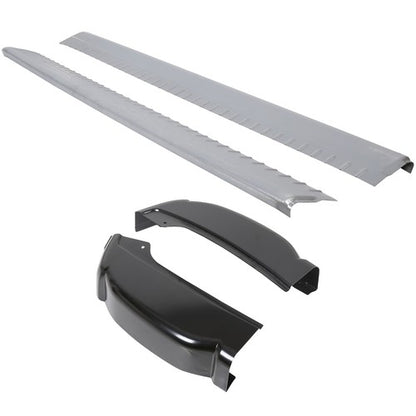 Solid Spare Inner & Outer Rocker Panels W/ Cab Corners For 99-07 Chevy Silverado 4DR EXT Cab