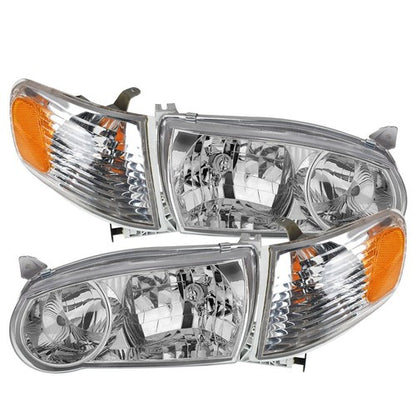 Solid Spare For Toyota Corolla 2001-2002 Headlights Headlamp w/Corner Signal Lamp Pair