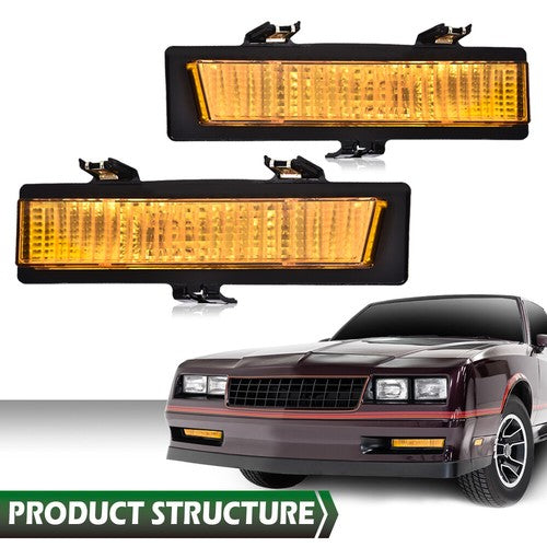 Solid Spare New Fit For 1981-1988 Chevy Monte Carlo SS Front Park Turn Signal Lights Yellow