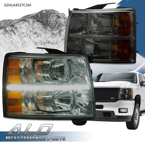Solid Spare Fit For 2007-2014 Chevy Silverado 1500 2500 3500 LED DRL Headlights Head Lamps
