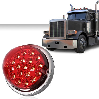 Solid Spare Universal Red W/ Clear Lens [19 LED] Watermelon Marker Turn Signal Light