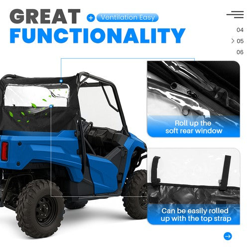 Solid Spare Soft Rear Panel Window Windshield For UTV Honda Pioneer 700/700-4 2014-2025