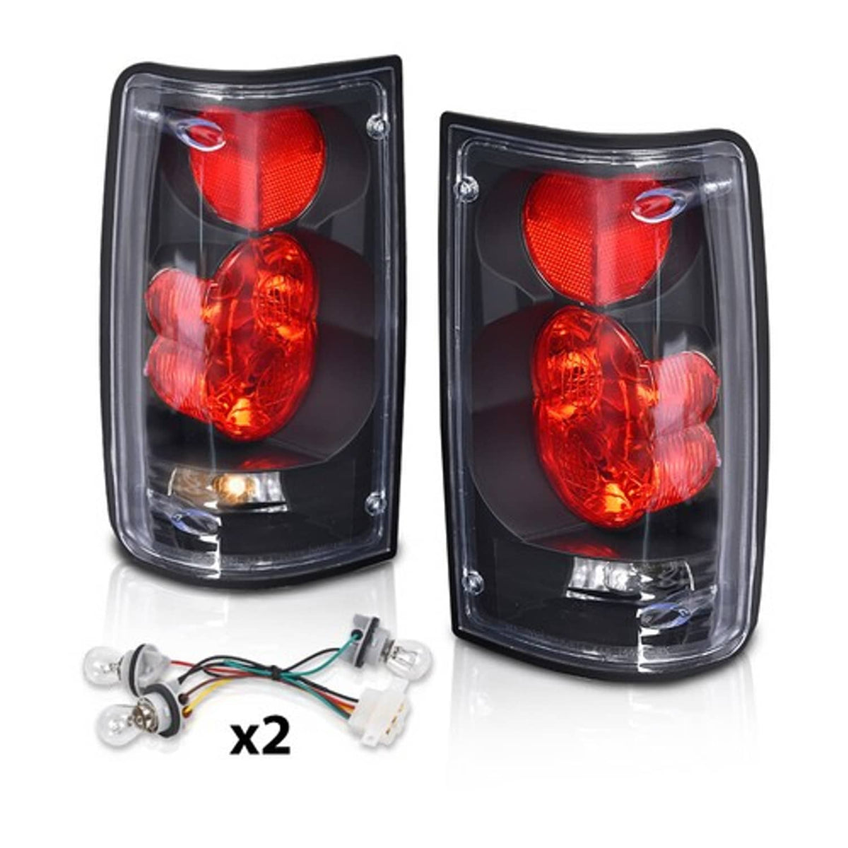 Solid Spare Red/Black Tail Lights Brake Lamps Fit For 1989-1995 Toyota Pickup Left+Right