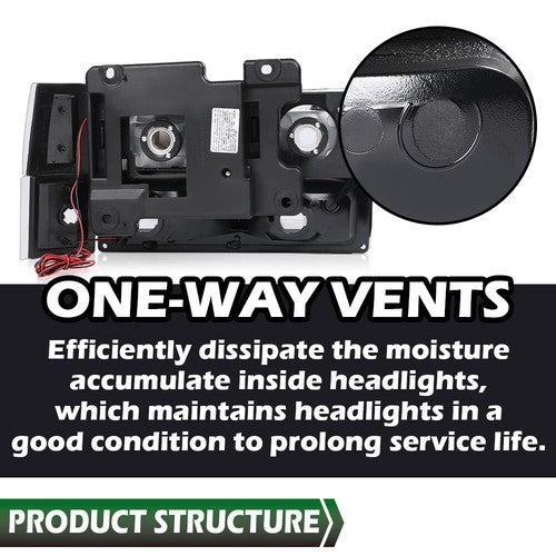 Solid Spare LED DRL Headlights+Bumper Corner Lamps Black Fit For 94-00 Chevy GMC C/K Pickup