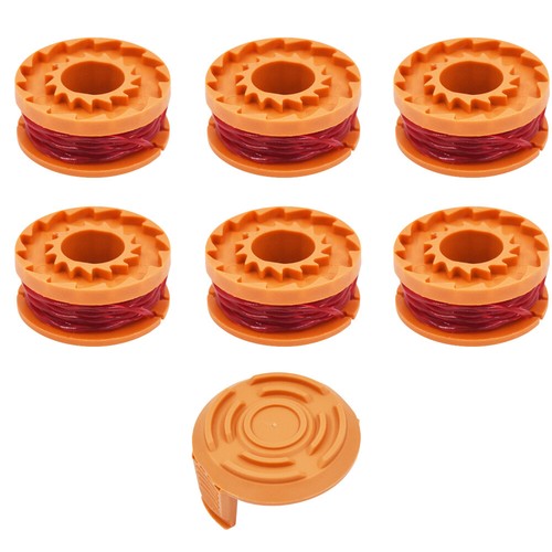 Solid Spare NEW 6pack Replacement Spool Line with 1 Pack Spool Cap Cover For WORX WA0010