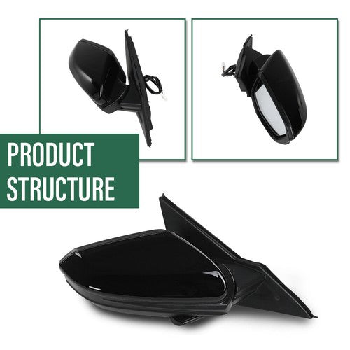 Solid Spare Fit For 16-21 Honda Civic LX DX 3 Pin Manual Fold Power Mirror Passenger Side