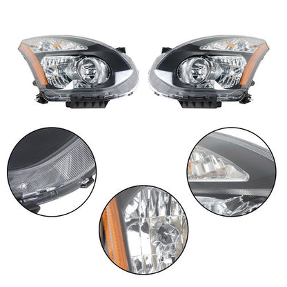 Solid Spare Right+Left Side Headlights For Nissan Rogue 2008-2013 Halogen Projector Black