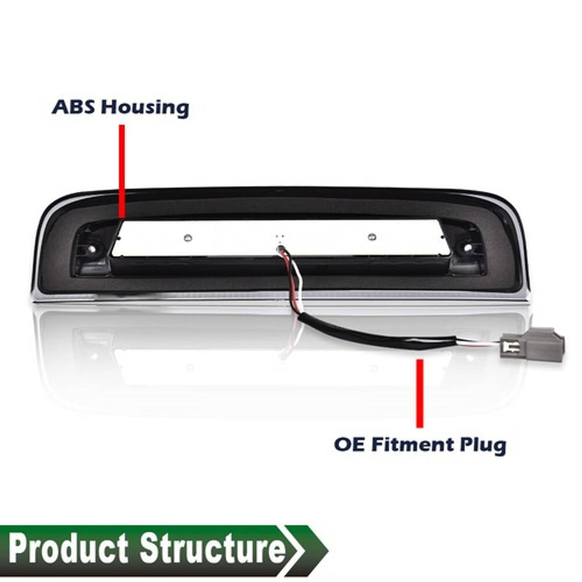Solid Spare Fit For 2014-2018 Silverado Sierra 1500 LED 3rd Brake Light Cargo Lamp Smoke