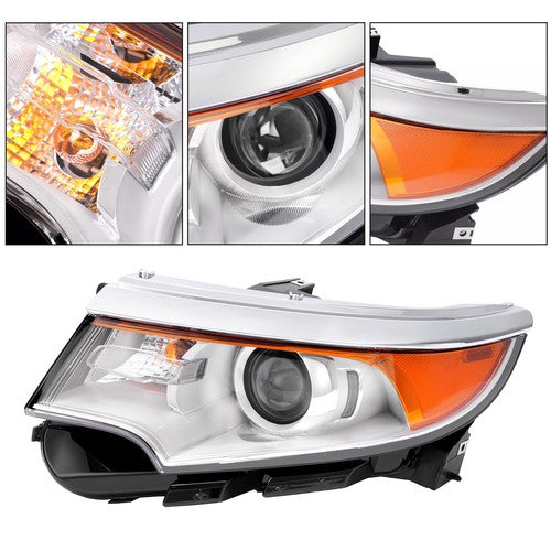 Solid Spare Left&Right Headlamps For 2011-2014 Ford Edge Halogen Headlights Chrome Housing
