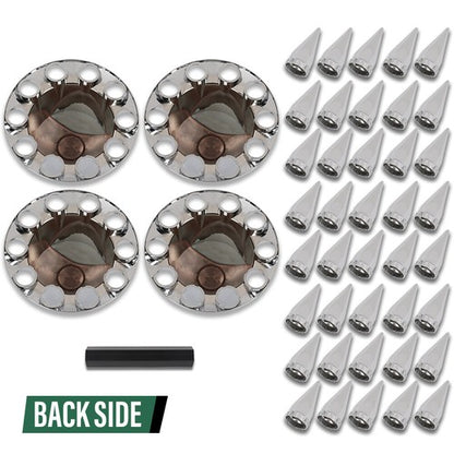 Solid Spare New 4pcs Rear Hub Cover For Semi Truck Wheel Cover 33mm Nut Covers Spiked Silver