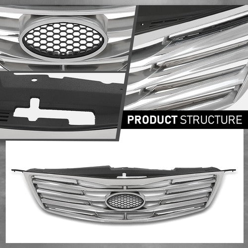 Solid Spare Fit For 12-14 Hyundai Azera Front Bumper Upper Grille Grill Black & Chrome