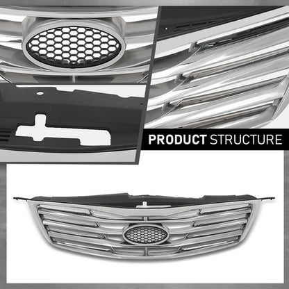 Solid Spare Fit For 12-14 Hyundai Azera Front Bumper Upper Grille Grill Black & Chrome