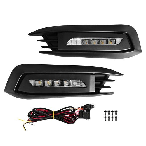 Pair For 2016-2018 Honda Civic LED DRL Fog Light  W/Turn Signal Lamp LH+RH