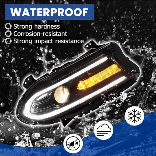 Solid Spare Pair LED DRL Projector Headlights Assemblies For Dodge Charger 2015-2023 LH+RH