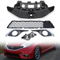6pcs Front Bumper Upper Lower Grille+Fog Lights For 2015-2016 Nissan Versa Note