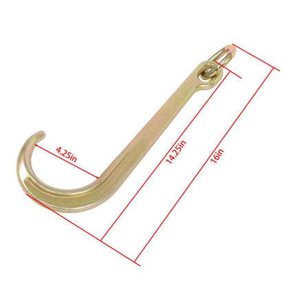 Solid Spare 2 Pack 15 Inch 5400 Lbs Working Load Limit G70 Steel Heavy Duty Towing J Hook