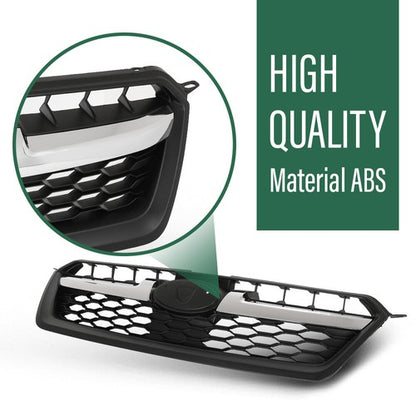 Solid Spare Fit For 2012-2014 Subaru Impreza Black Front Bumper Upper Grille w/ Chrome Tirm