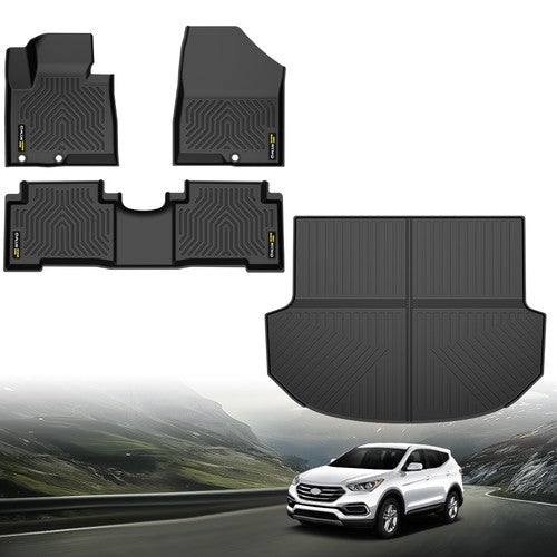 Solid Spare Fit For 2013-2018 Hyundai Santa Fe All Weather TPE Floor Mats+Cargo Liner