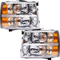 Solid Spare For 2007-2013 Chevy Silverado 1500 2500HD Chrome Housing Headlights Left & Right