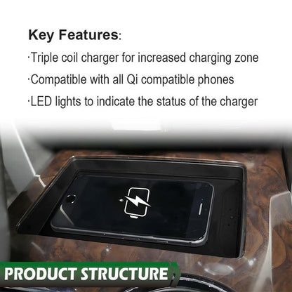 Solid Spare Fit For 2009-2014 Ford F150 Truck Center Console Wireless Phone Charging Pad Kit