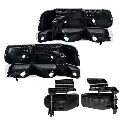 Solid Spare Fit For 99-06 Silverado Suburban Tahoe Headlights+Bumper Signal+Fog Lights
