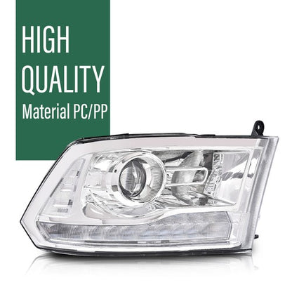 Solid Spare LED DRL Projector Headlights w/ Harness Fit For 09-18 Ram 1500 2500 3500 Chrome