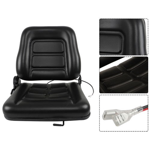 Solid Spare Universal Fold Down Forklift Seat with Adjustable Angle Back,Micro Switch Black