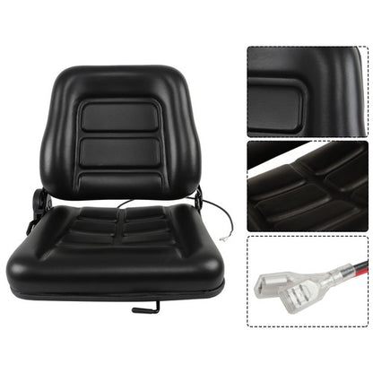 Solid Spare Universal Fold Down Forklift Seat with Adjustable Angle Back,Micro Switch Black