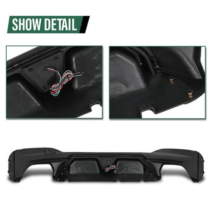 Solid Spare Gloss Black For BMW G30 M Sport 17-23 M5 CS Style Rear Bumper Diffuser W/Red LED