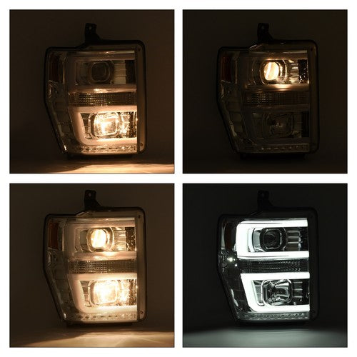 Solid Spare For 2008 2009 2010 Ford F250 F350 F450 LED Projector Headlights Headlamps Pair