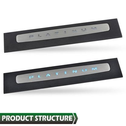Solid Spare Fit For 17-22 Super Duty Crew Cab LED Illuminated Platinum Door Sill Plate Set