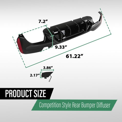 Solid Spare Fit For 17-23 BMW G30/G31/G38 5 Series M Sport Rear Bumper Diffuser Gloss Black