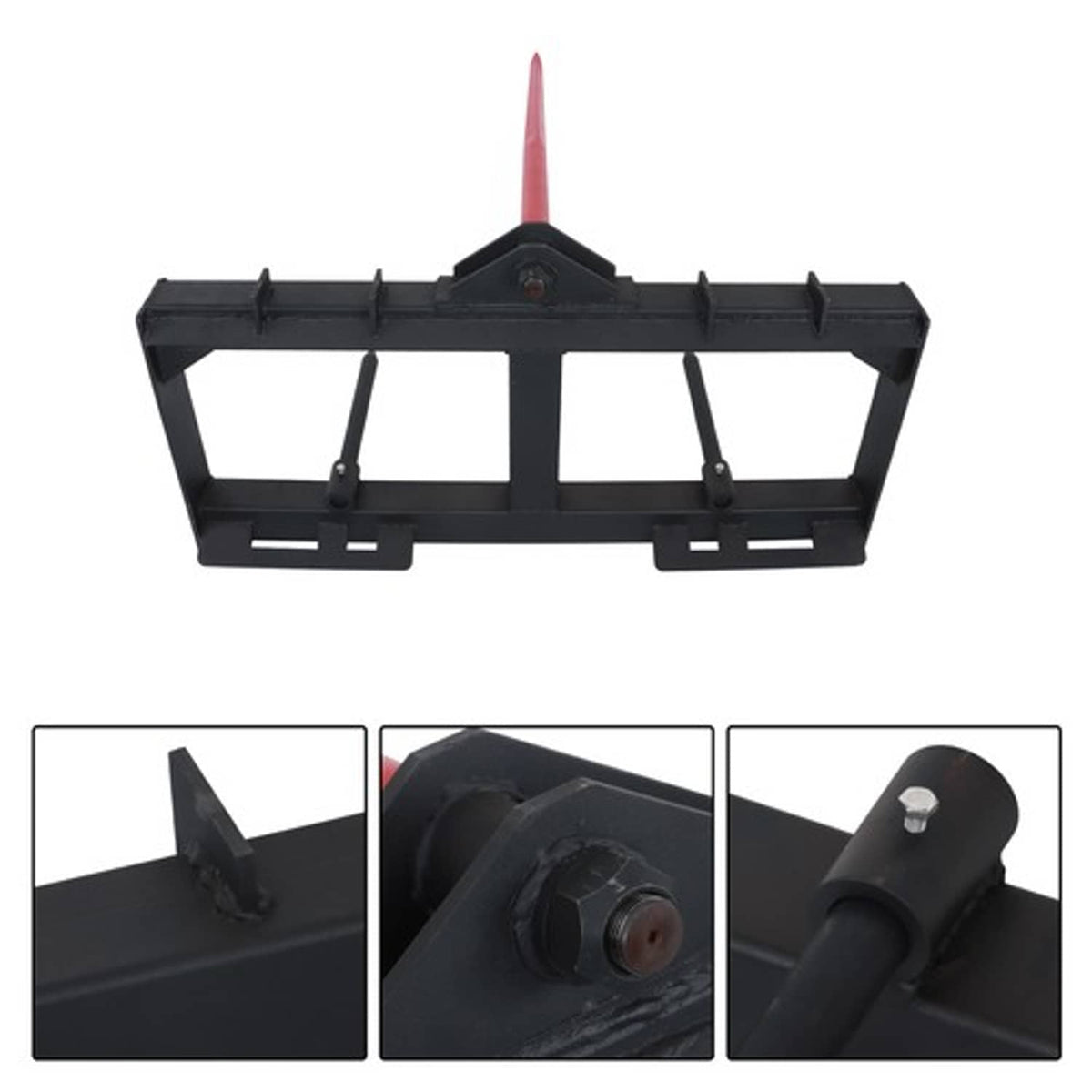 Solid Spare Skid Steer 49" Hay Bale Spear Attachment Heavy Duty Tractor Bale Handling Hitch