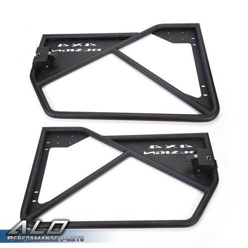 Solid Spare Fit For 2007-2018 Jeep Wrangler JK 4Door Front+Rear Side Iron Tube Doors Black