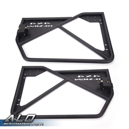 Solid Spare Fit For 2007-2018 Jeep Wrangler JK 4Door Front+Rear Side Iron Tube Doors Black