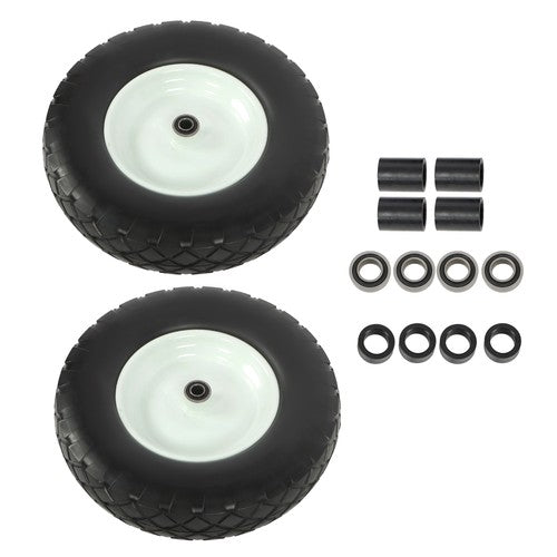 Solid Spare Lawn Mower Tires Solid for Trolley Smooth Flat White Rims Metal 16x4.80/4.00-8"