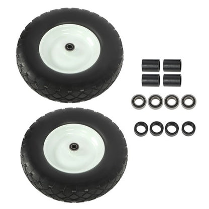 Solid Spare Lawn Mower Tires Solid for Trolley Smooth Flat White Rims Metal 16x4.80/4.00-8"