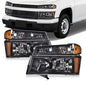 Solid Spare Fits 2004-2012 GMC Canyon Chevy Colorado Pair Headlights Front Bumper Lamps