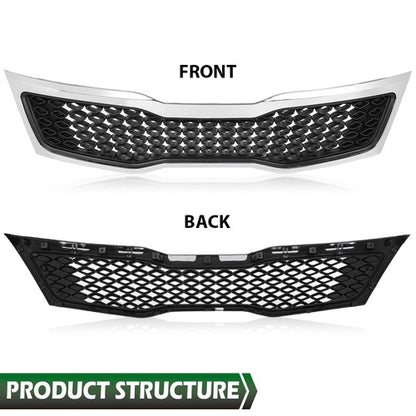 Solid Spare Fit For 2011-2013 Kia Optima Front Bumper Lower Grille Grill w/ Chrome Trim