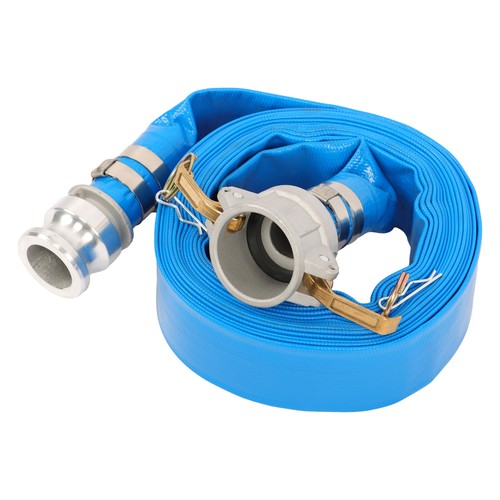 Solid Spare Irrigation Discharge Hose 1-1/2" x 25ft PVC With Aluminum Connectors For Pool