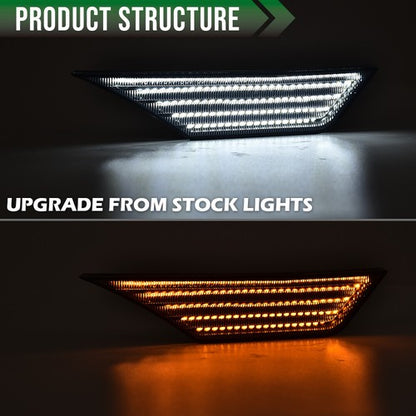 Solid Spare Fit For 16-21 Honda Civic Smoke LED Side Marker Lights Switchback Signal Lamp