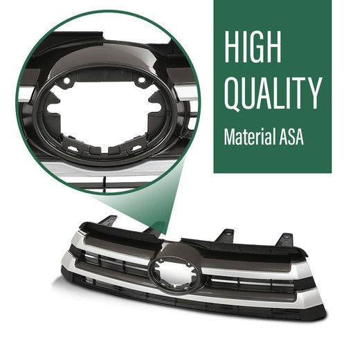 Solid Spare Front Bumper Upper Grille Black & Chrome Fit For 17-19 Toyota Highlander