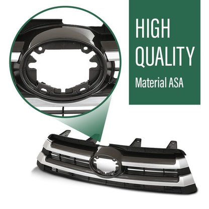 Solid Spare Front Bumper Upper Grille Black & Chrome Fit For 17-19 Toyota Highlander