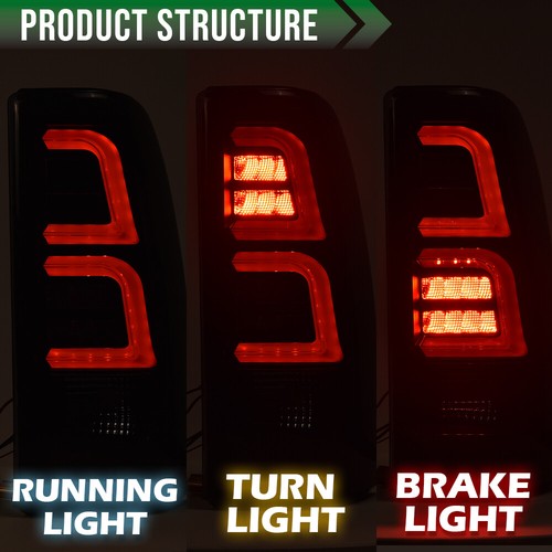 Solid Spare Fit For 99-02 Chevy Silverado 1500/99-06 GMC Sierra LED Tube Tail Lights Smoke