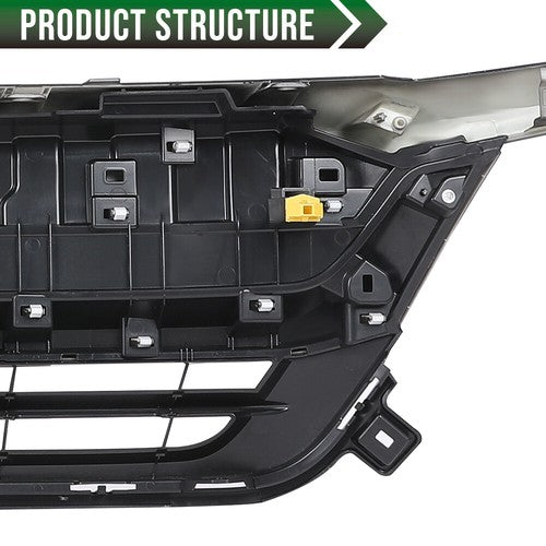 Solid Spare Fit For 19-21 Honda Pilot Front Bumper Upper Grille Grill w/ Chrome Trim