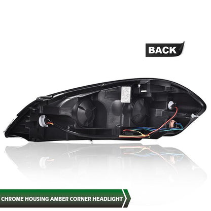 Solid Spare Fit For 06-16 Chevrolet Impala Passenger Side Chrome Housing Amber Headlight